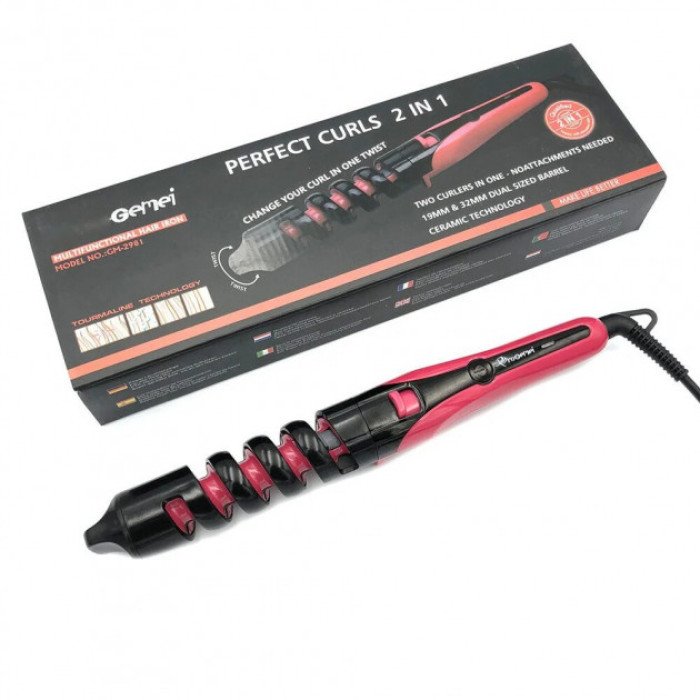 Плойка для завивки волосся GEMEI GM-2981. Колір рожевий