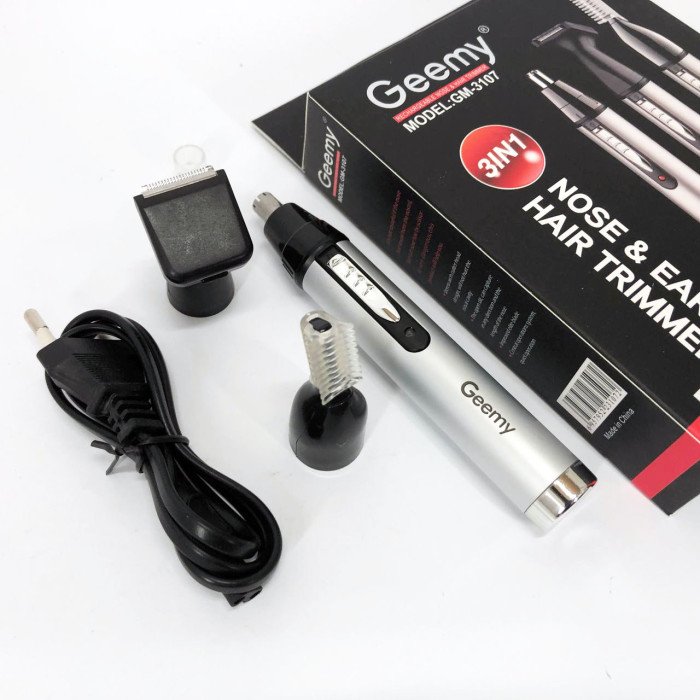 Тример для носа та вух GEMEI GM-3107 3в1, електробритва з насадками для бороди, триммер для бороди