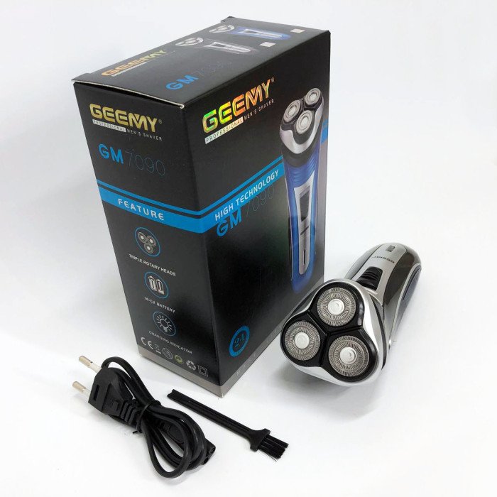 Електробритва GEEMY GM-7090 3 в 1 тример, бездротова електробритва, Тример для вусів. Колір: синій