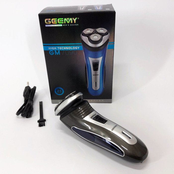 Електробритва GEEMY GM-7090 3 в 1 тример, бездротова електробритва, Тример для вусів. Колір: синій