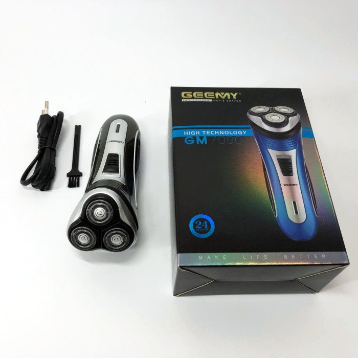 Електробритва GEEMY GM-7090 3 в 1 тример, бездротова електробритва, Тример для вусів. Колір: синій