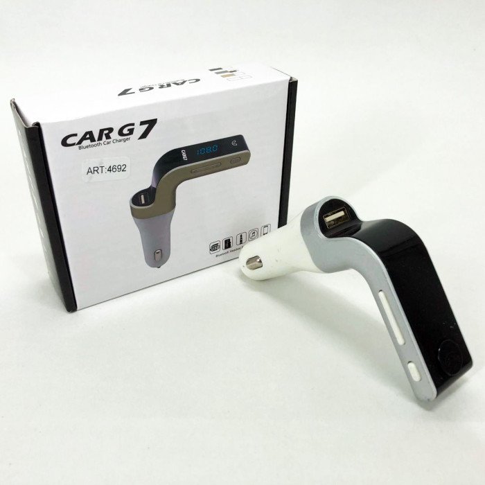 Модулятор FM MOD G7 Bluetooth, Bluetooth модулятор в машину, Фм модулятор блютуз в машину. Колір: сірий