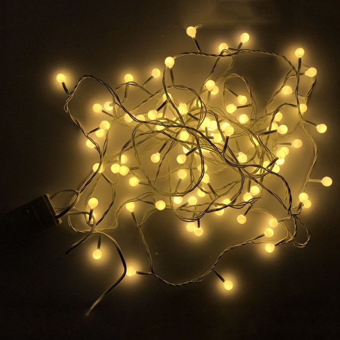 Гірлянда на ялинку, гірлянда для будинку, теплий білий. 5 режимів. Білий провід. 7м