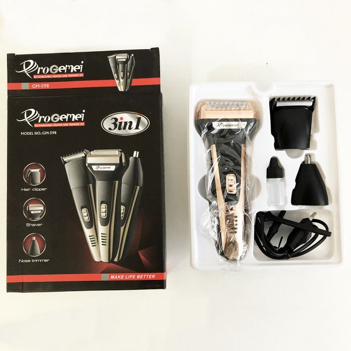 Тример універсальний GEMEI GM-598, професійна електробритва, бритва для бороди. Колір: золотий