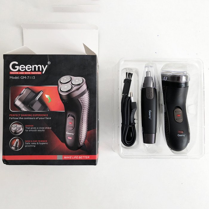 Тример для стрижки бороди триммер для носа, електробритва 3 в 1 GEMEI GM-7113, Тример бездротовий
