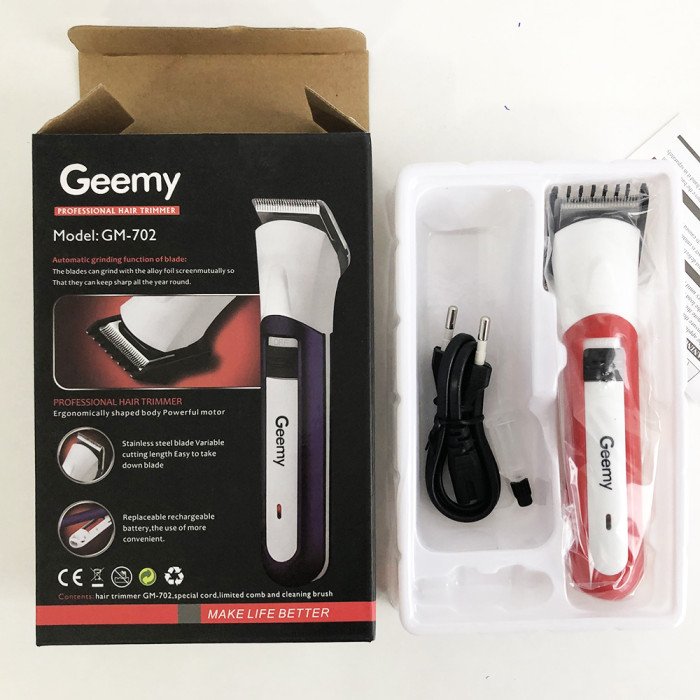 Машинка для стрижки GEMEI GM-702. Колір червоний