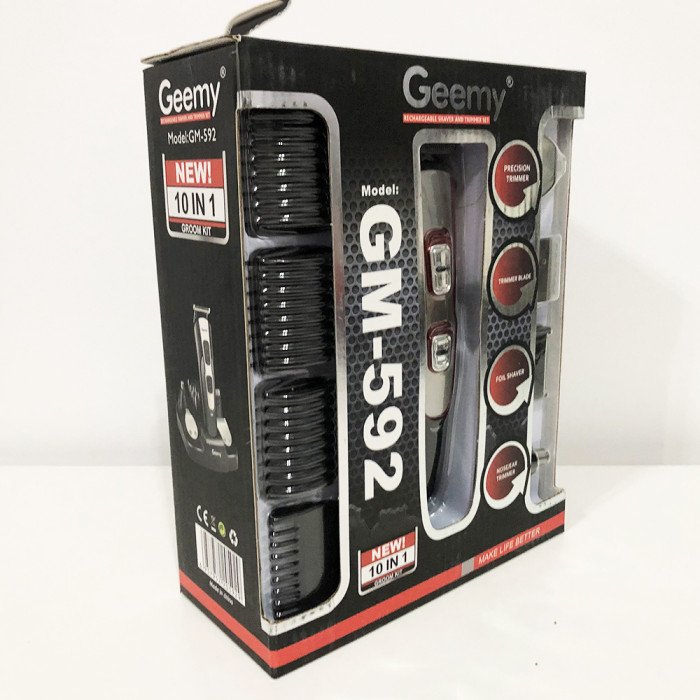 Машинка для стрижки 10в1 GEMEI GM-592, машина для окантування, підстригальна машинка. Колір: червоний