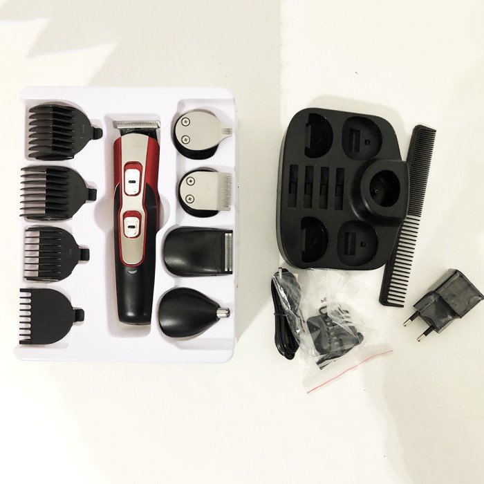 Машинка для стрижки 10в1 GEMEI GM-592, машина для окантування, підстригальна машинка. Колір: червоний