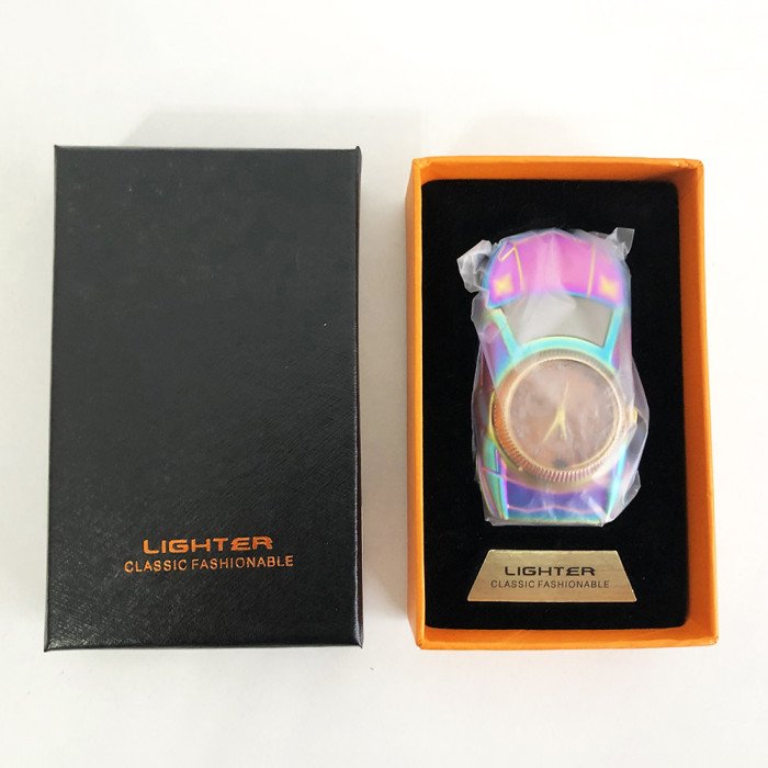 Спіральна запальничка, електрозапальничка акумуляторна USB-813 + годинник