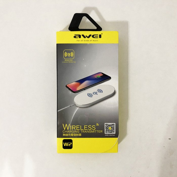 Бездротовий зарядний пристрій Awei W2, бездротове заряджання usb для iPhone для андроїд. Колір: чорний