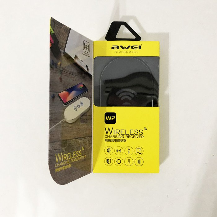 Бездротовий зарядний пристрій Awei W2, бездротове заряджання usb для iPhone для андроїд. Колір: чорний