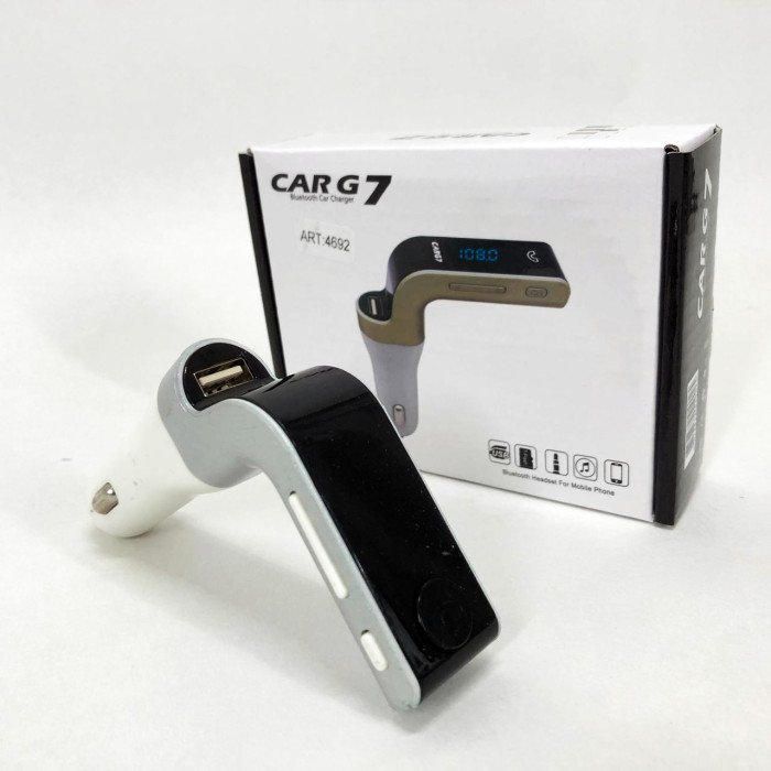 Модулятор FM MOD G7 Bluetooth, Bluetooth модулятор в машину, Фм модулятор блютуз в машину. Колір: сірий