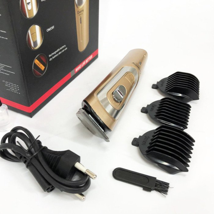 Бездротова машинка для стрижки волосся GEMEI GM-6112 акумуляторна. Колір: золотий