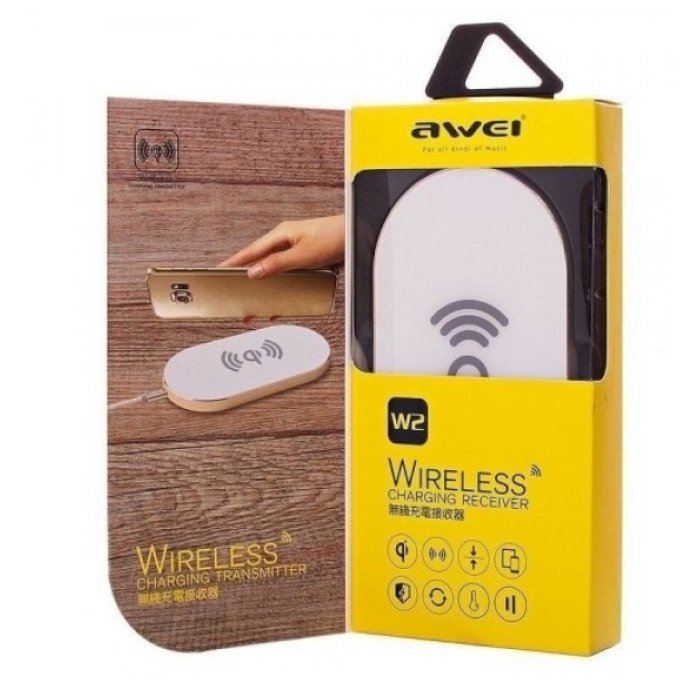 Бездротовий зарядний пристрій Awei W2, бездротове заряджання usb для iPhone для андроїд. Колір: чорний