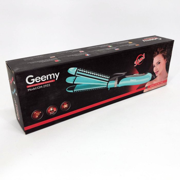 Плойка-праска 3в1 Gemei GM-2922 Плойка для створення об'ємних зачісок, Стайлер для завивки. Колір: блакитний