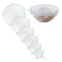 Набір силіконових кришок для посуду 6 шт універсальні. Колір білий