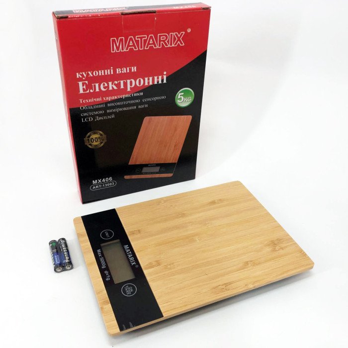 Ваги кухонні MATARIX MX-406 5кг Wood, Кухонні ваги для приготування страв, Ваги для домашньої кухні