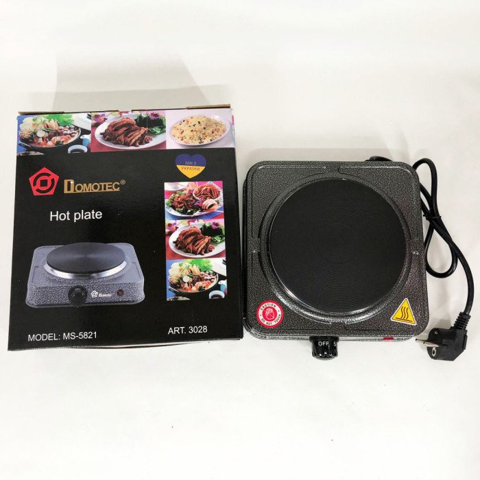 Електроплита настільна DOMOTEC MS-5821 (дискова на 1 конфорку/1Д), маленька переносна електроплита
