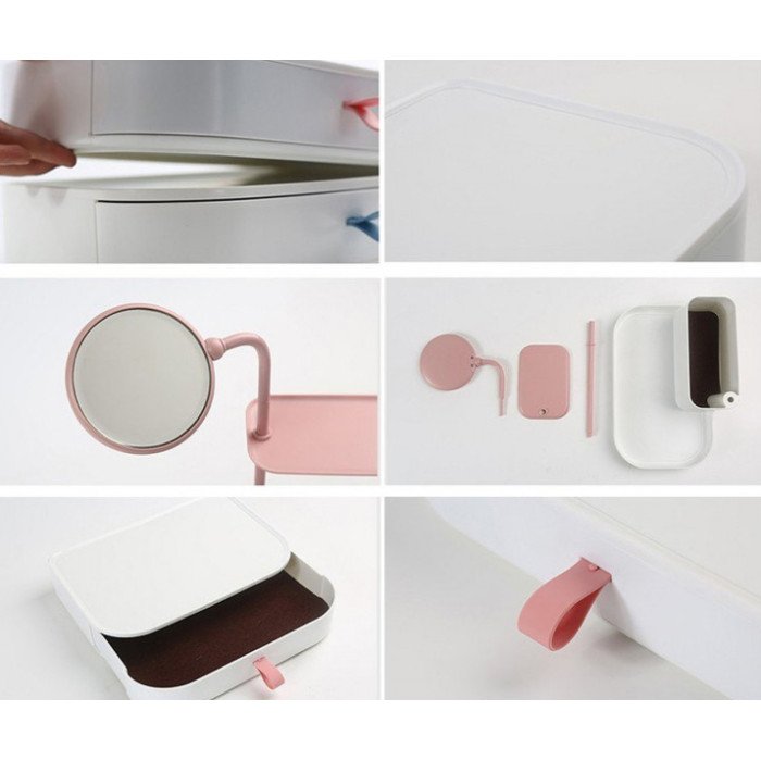 Настільний бокс для зберігання косметики з висувними ящиками і дзеркалом органайзер