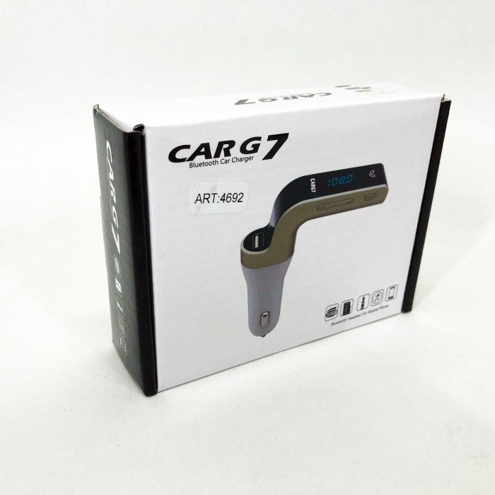 Модулятор FM MOD G7 Bluetooth, Bluetooth модулятор в машину, Фм модулятор блютуз в машину. Колір: сірий