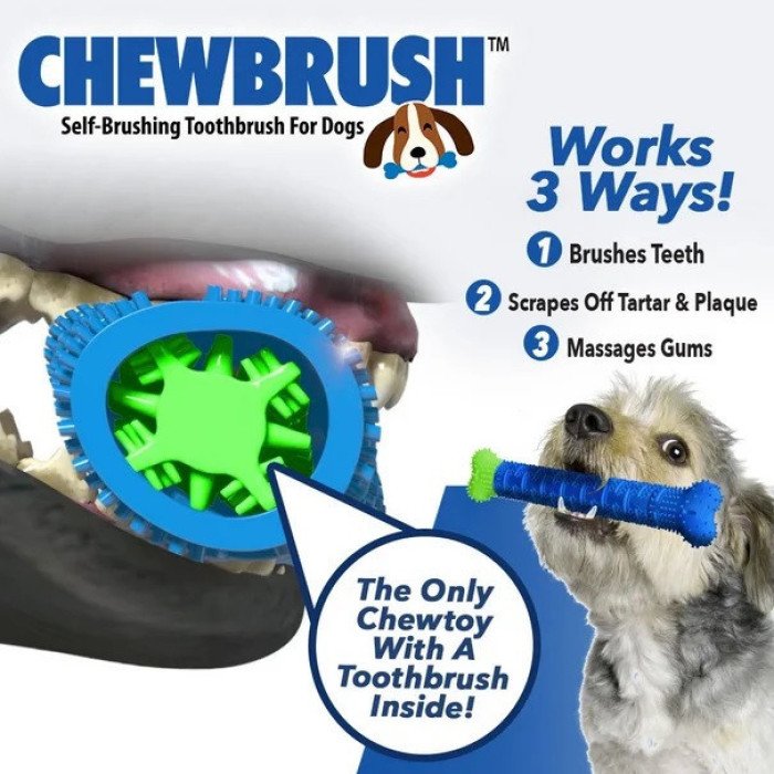 Комплект: Зубна щітка для собак ChewBrush + рукавички для чищення тварин Pet Gloves