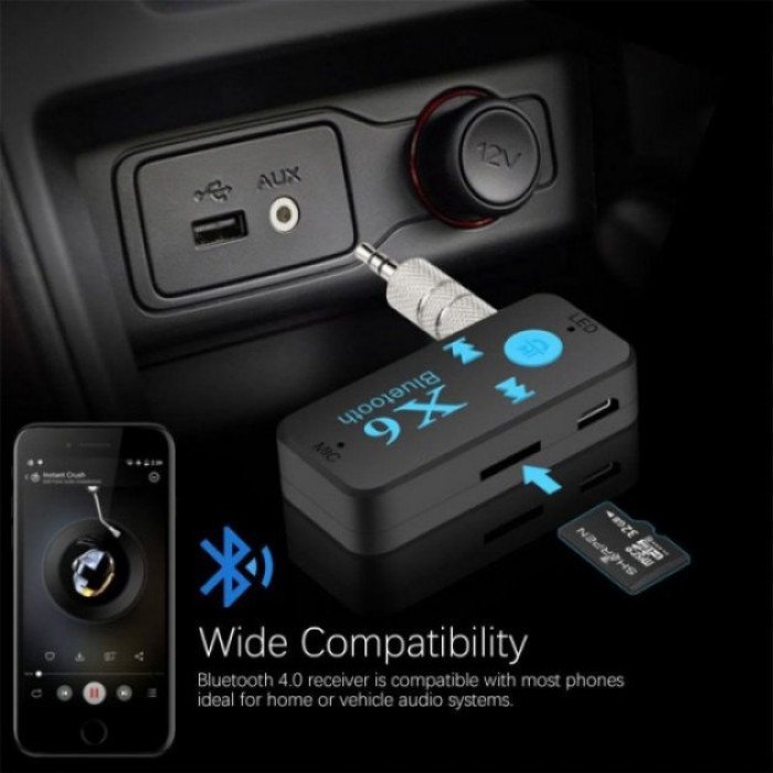 Бездротовий адаптер Bluetooth приймач аудіо ресівер BT-X6, модулятор блютуз в машину