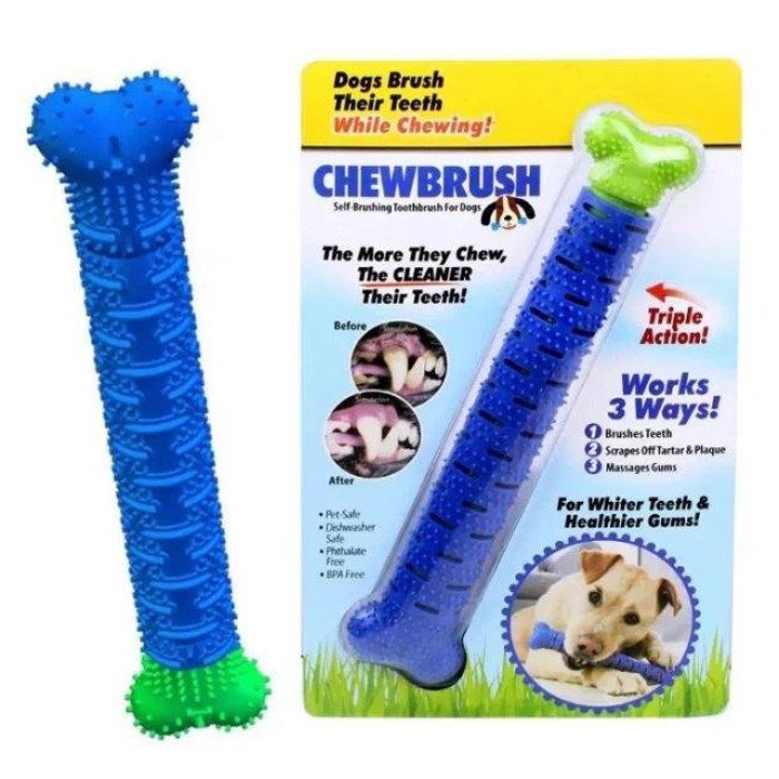 Комплект: Зубна щітка для собак ChewBrush + рукавички для чищення тварин Pet Gloves