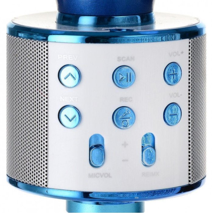 Безпровідний мікрофон для караоке WS-858 WSTER BLACK. Колір блакитний