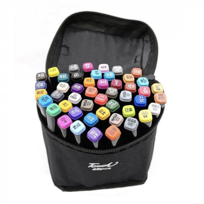 Набір кольорових маркерів 48 шт Набір скетч маркерів для малювання, маркери для малювання двосторонні