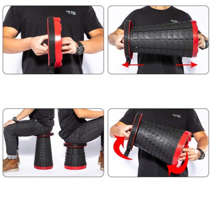 Розкладний стілець, складаний табурет Retractable Stool. Колір червоний