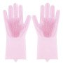 Силіконові рукавички Magic Silicone Gloves Pink для прибирання чистки миття посуду для будинку. Колір рожевий