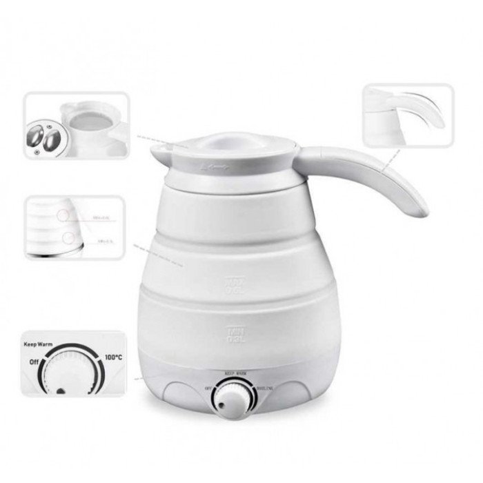 Електрочайник складаний Travel Folding 600 мл. Хороший електричний чайник. Колір: білий