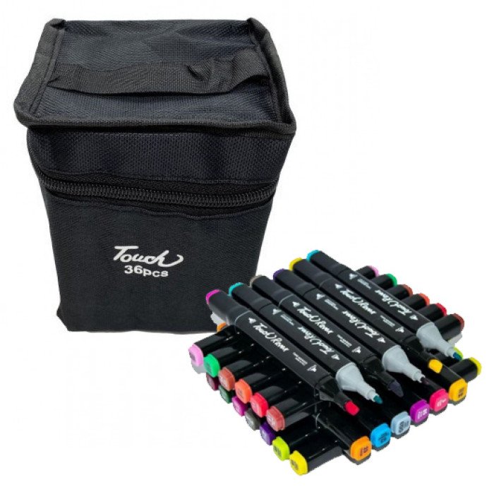 Фломастери тач, Маркер набір 36 шт, Набір скетч-маркерів для малювання, маркери двосторонні