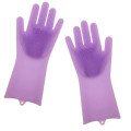 Силіконові рукавички Magic Silicone Gloves Pink для прибирання чистки миття посуду для будинку. Колір фіолетовий
