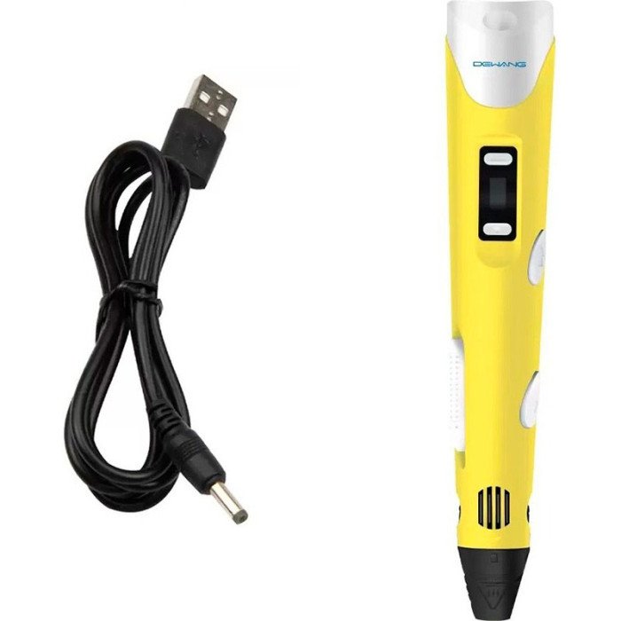 3D ручка Smart 3D Pen 2 c LCD дисплеєм, Дитяча електро ручка для фігурок із пластику. Колір: жовтий