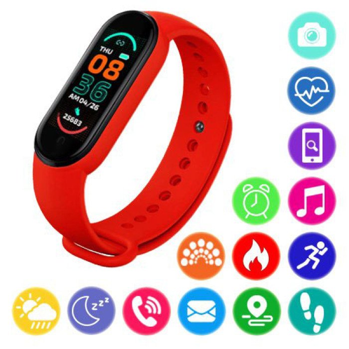 Фітнес браслет FitPro Smart Band M6 (смарт годинник, пульсоксиметр, пульс). Колір червоний