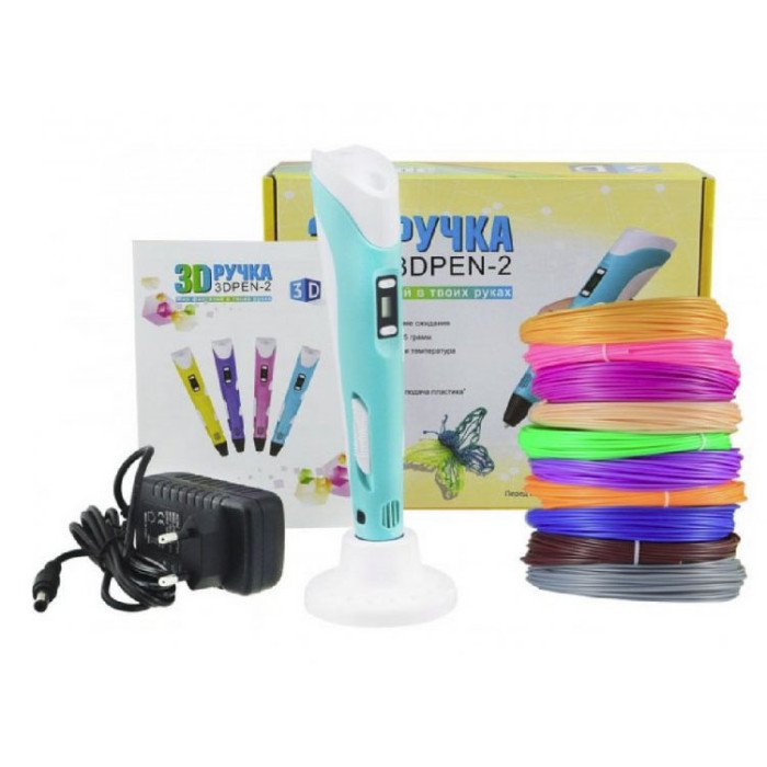 3D ручка Smart 3D Pen 2 c LCD дисплеєм, Цікава ручка 3д для дітей, Оригінальна. Колір: блакитний