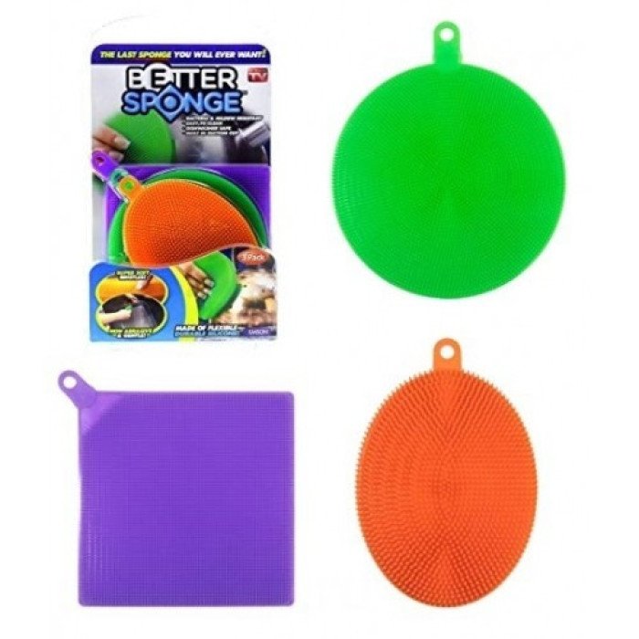 Набір силіконових щіток-губок SUNROZ Better Sponge для посуду 3 шт