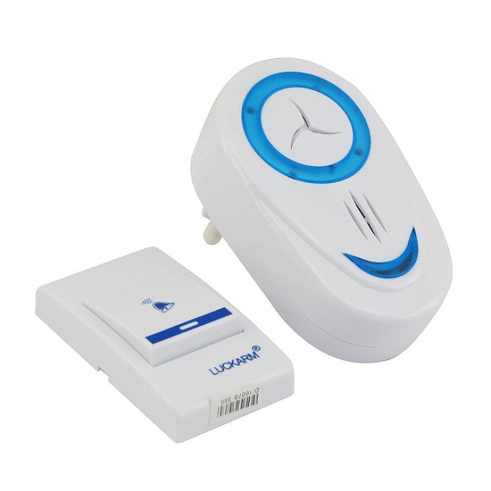 Безпровідний дверний дзвінок від розетки 220V Luckarm Intelligent A8853. Колір блакитний