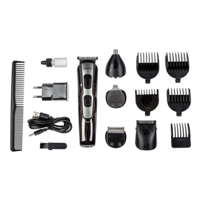 Машинка для стрижки 10в1 GEMEI GM-592, тример для бороди, триммер бездротової. Колір: чорний