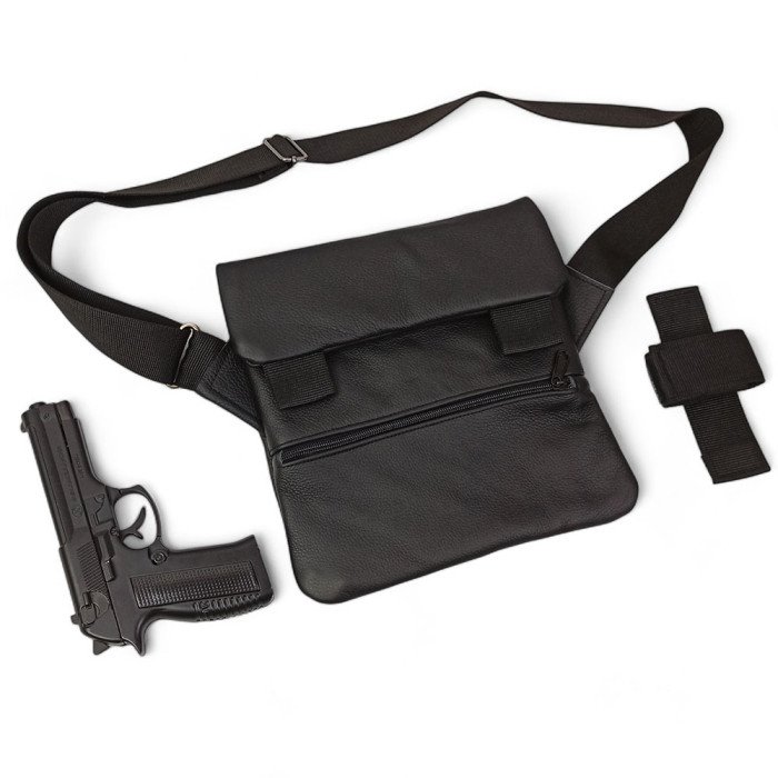 Набір 2В1. Шкіряна сумка з кобурою + ліхтарик професійний POLICE BL-X71-P50