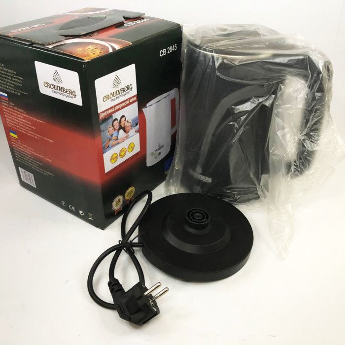 Електрочайник Crownberg CB-2845 дисковий 1.8л 1800Вт. Колір: чорний