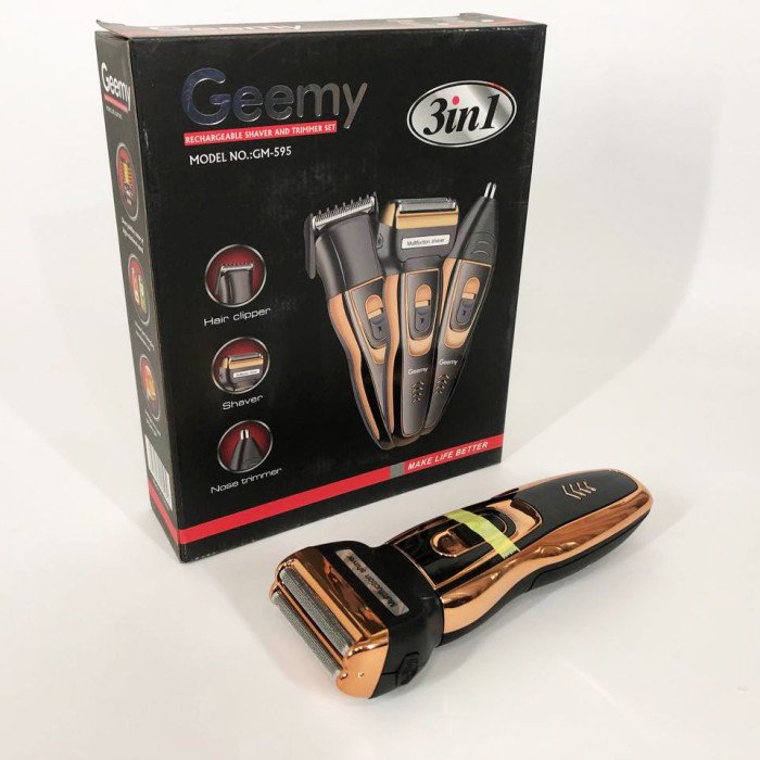 Електробритва сіткова і тріммер для бороди GEMEI / Geemy GM-595 з акумулятором. Колір: золотий
