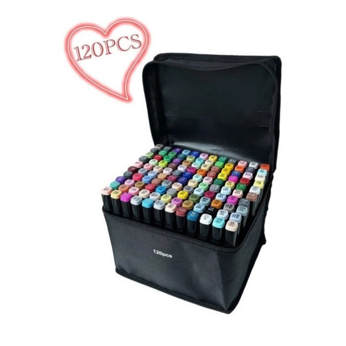 Двосторонні маркери 120 шт, Набір для скетчингу, Маркер спиртовий, Touch маркери, Фломастери тач