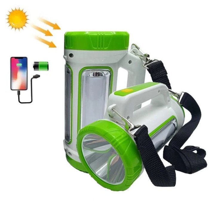 Ліхтар кемпінговий із сонячною панеллю 5158-LED-COB power bank, переносний ліхтар. Колір: зелений