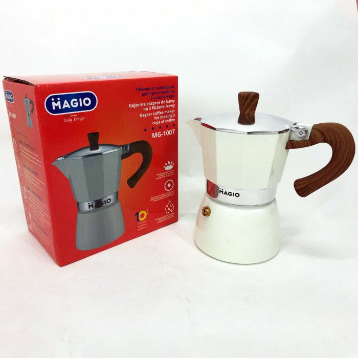 Гейзерна кавоварка Magio MG-1007 150 мл, гейзерна кавоварка з нержавіючої сталі, кавоварка для дому