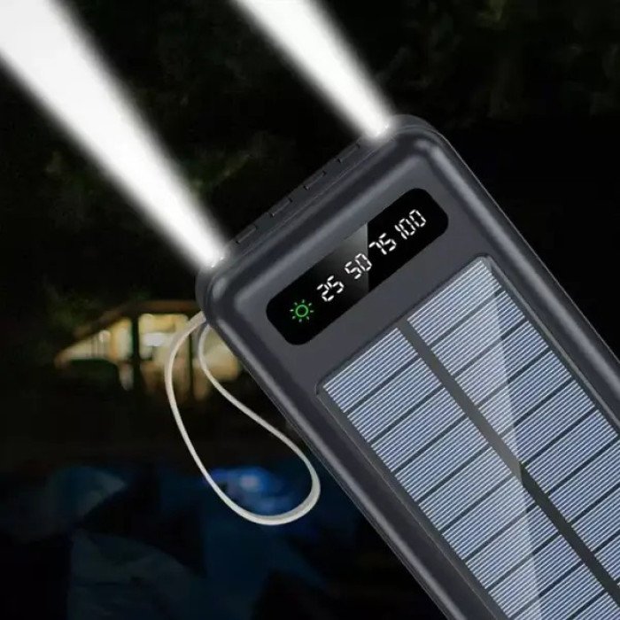 Power Bank Solar Smart 1015 зарядний пристрій на сонячній батареї 20000mAh з індикатором заряду Чорний