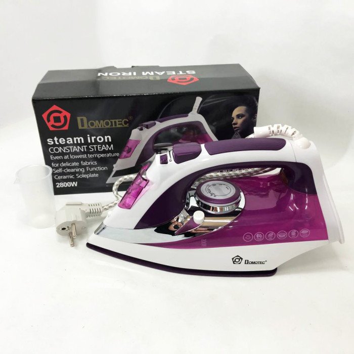 Праска Domotec MS 2201 2800W керамічна підошва, Професійна парова праска. Колір: фіолетовий