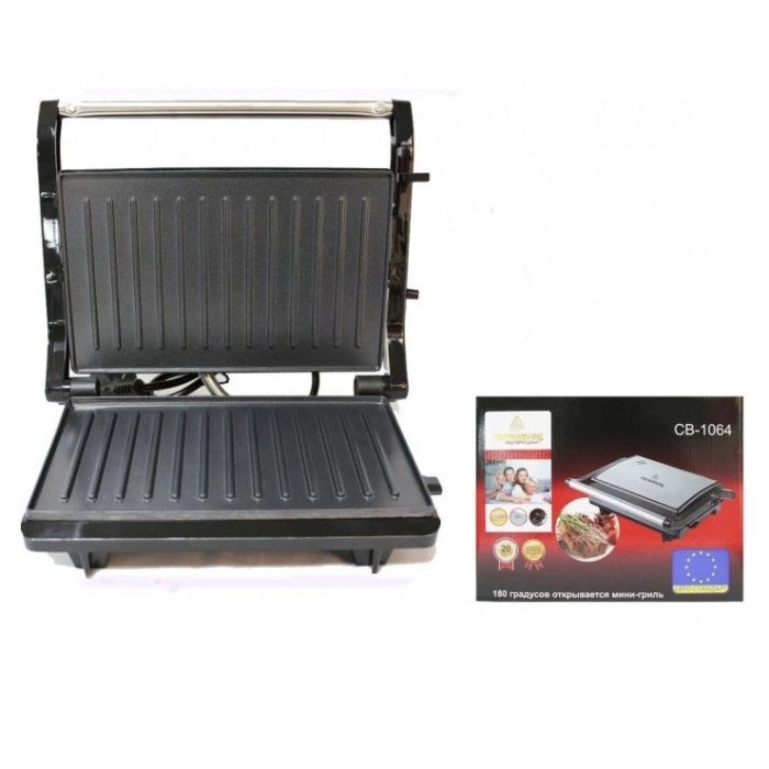 Гриль притискний Crownberg CB-1064, Електричний контактний гриль для дому, електрогриль барбекю 750Вт