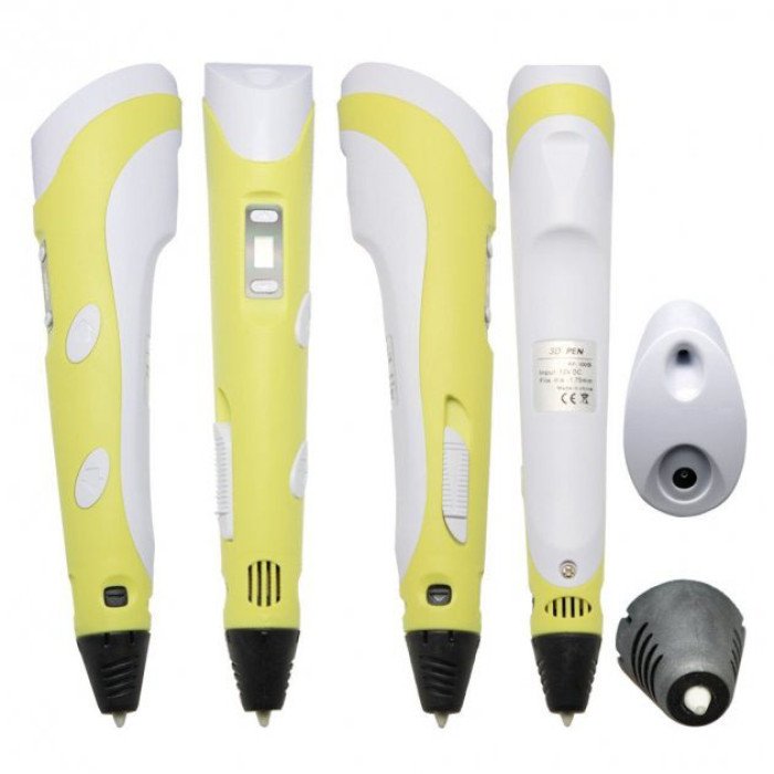 3D ручка Smart 3D Pen 2 c LCD дисплеєм, Дитяча електро ручка для фігурок із пластику. Колір: жовтий